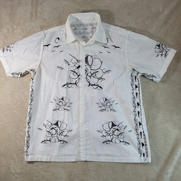 Pelagic High PerformanceFish Print Hawaiian‎ Fishing & Golf Shirt Sz Large FLAWS - Picture 10 of 12